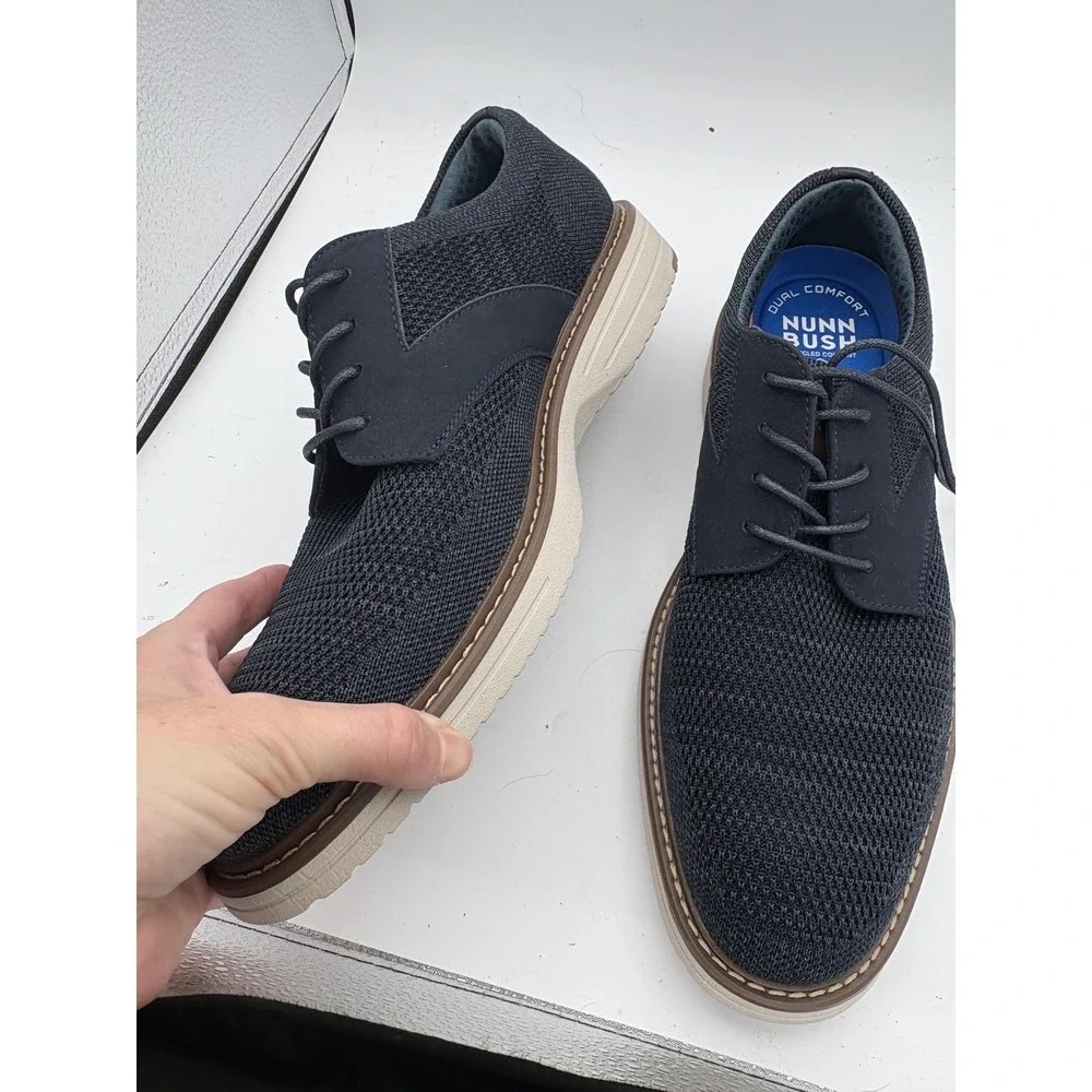 Nunn Bush Shoes Mens Size 8 Blue Knit Dual Comfort Arch Tech Sneakers Casual